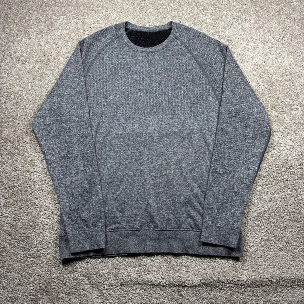 Lululemon Mens Engineered Warmth Crew Neck Pullover Sweater Gray Wool Blend XL